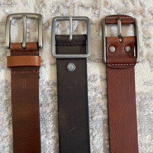 3 Mens belts Mara Giordani American Eagle Frye 36 size all mint condition brown